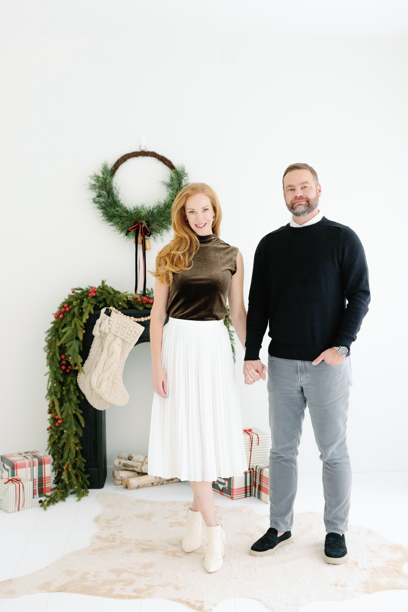 Our engagement photo shoot was so fun! I love the clean holiday look and my J. Crew pleated midi with the velvet sleeveless turtleneck from Evereve was a subtle bridal hint. 🤍

#LTKHoliday #LTKSeasonal #LTKwedding