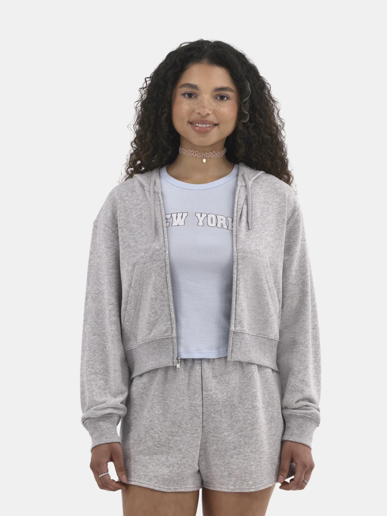 No Boundaries Cropped Zip Up Hoodie, Women's | Walmart (US)