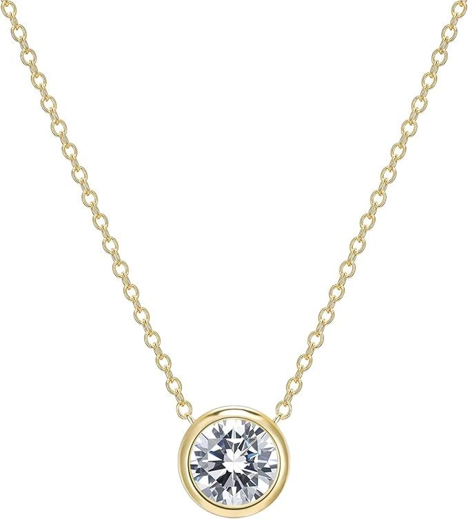 DIAMONLITE 1.0-2.5 Ct Cubic Zirconia Pendant Necklace for Women, D Color VVS Clarity Excellent Cu... | Amazon (US)
