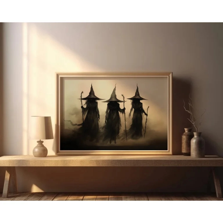 Vintage Witch Halloween Wall Art Poster Canvas Prints Painting Picture Artwork Home Halloween Dec... | Walmart (US)