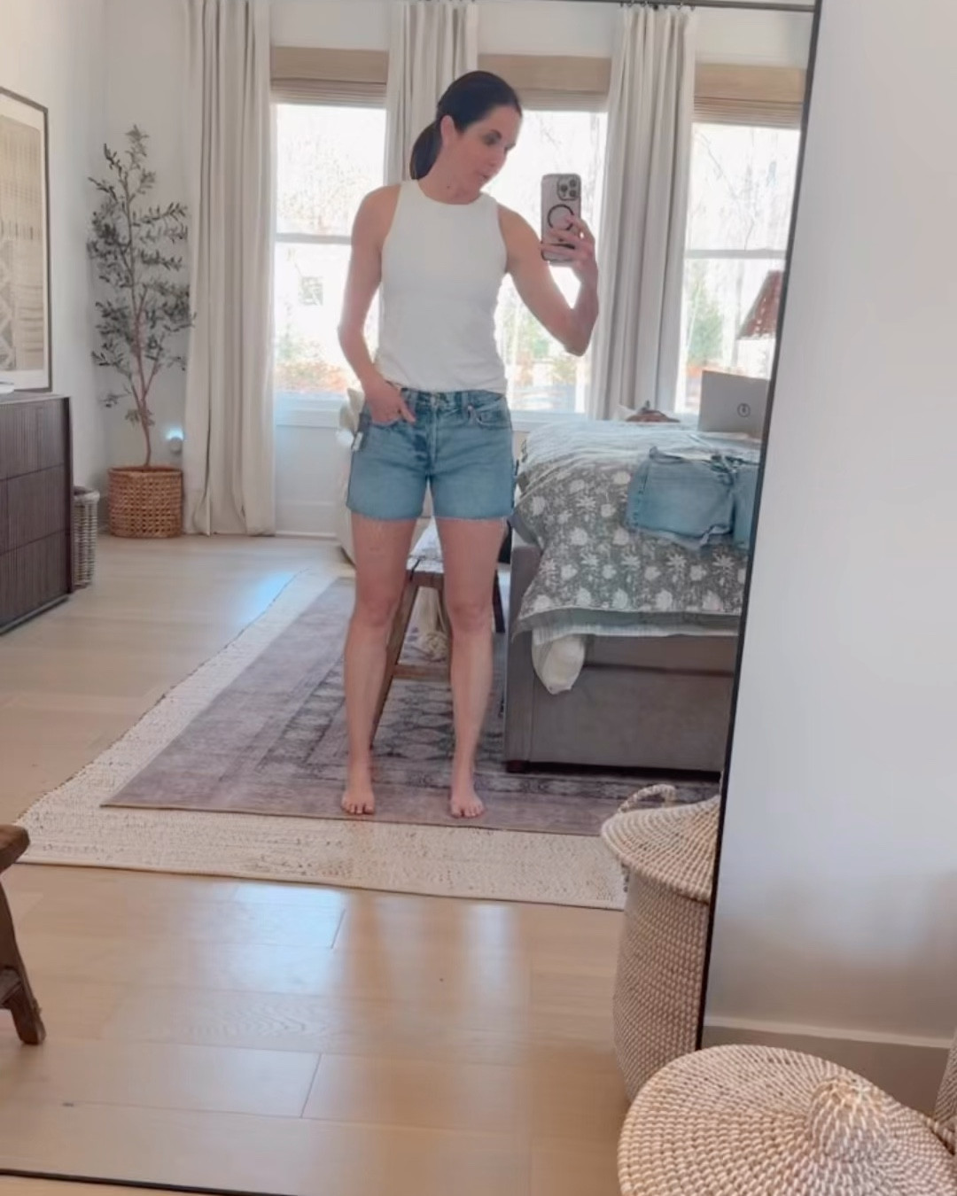 These Target cut off shorts are AMAZING and just $28. The perfect in-seam length for us moms 😂 and so comfy!! Grab them before they sell out. I’m getting the white too! In the videos are a 4 and a 2…they both fit but the 4 is a little looser on the waist. I am 5’6” and about 130lbs for reference! Bring on the sunshine- I need a TAN ☀️ 

#LTKootd #LTKmomlife #LTKSwim