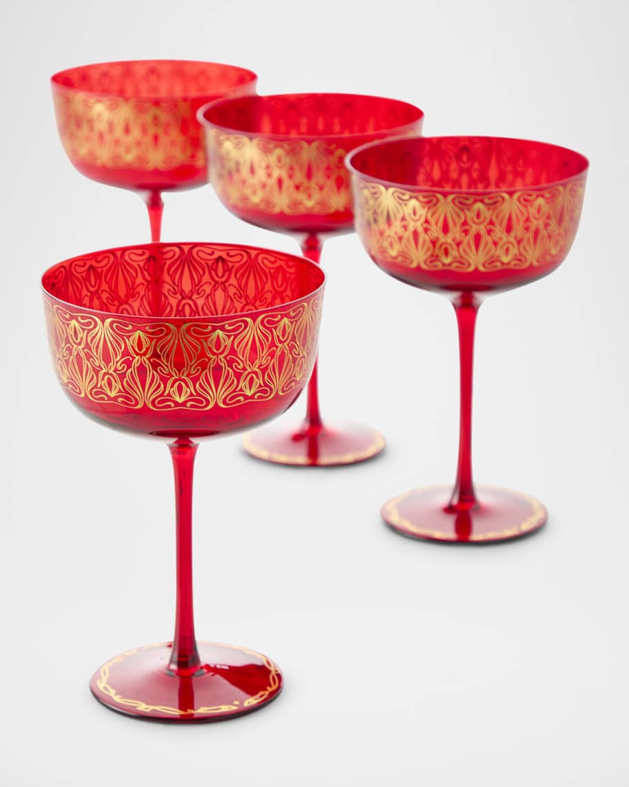 Neiman Marcus Holiday Red Coupe Glasses, Set of 4 | Neiman Marcus