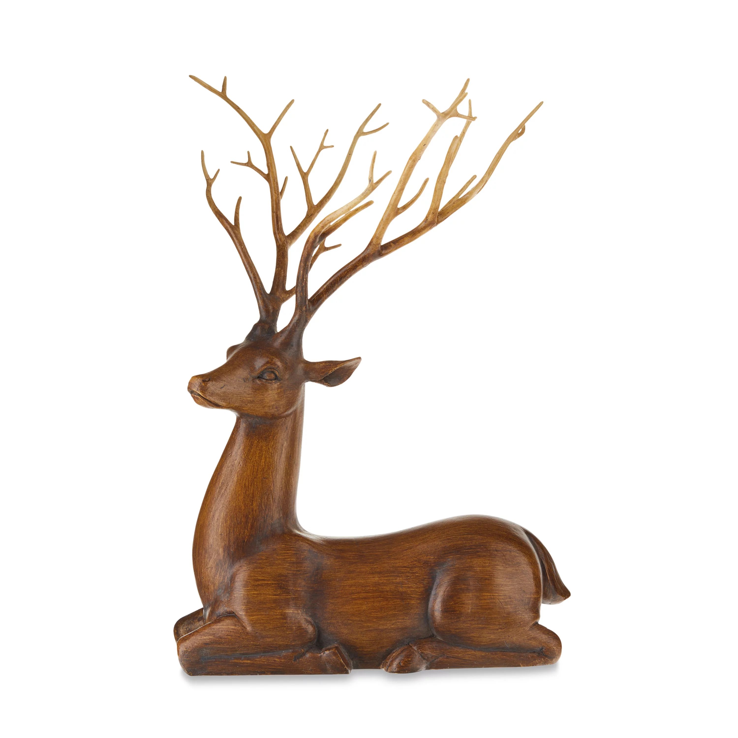 Brown Resin Sitting Deer Tabletop Decoration, 13 in, by Holiday Time | Walmart (US)