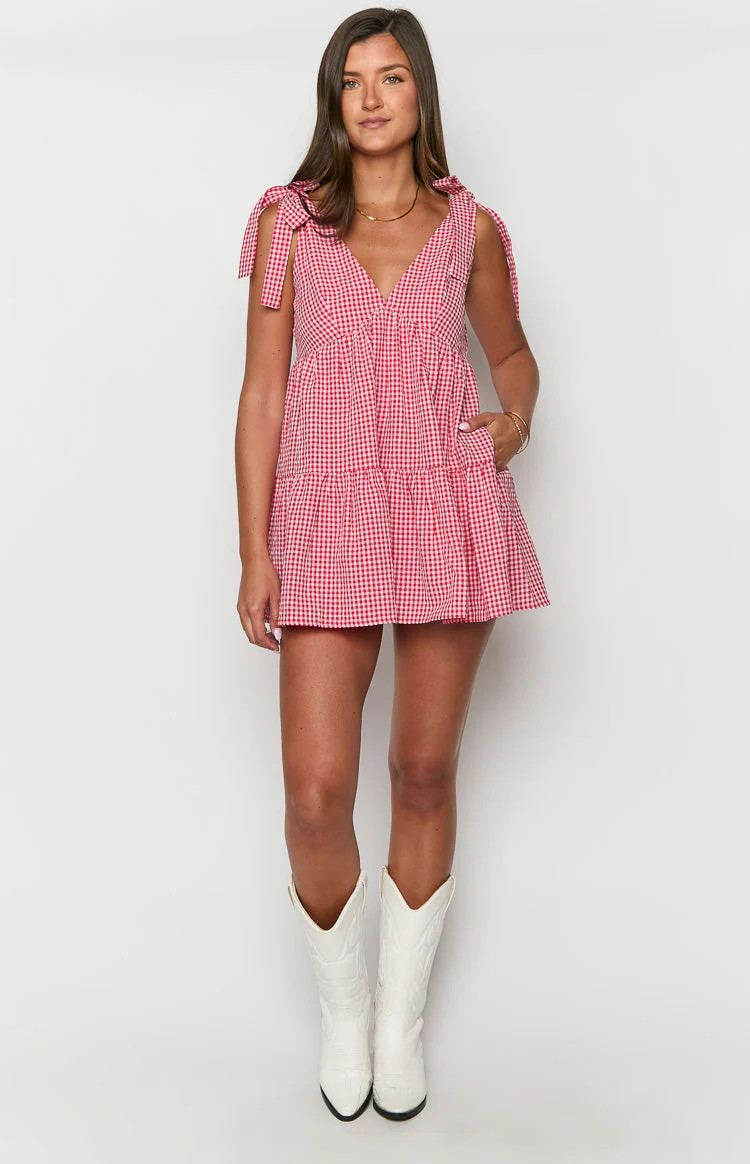 Angel Girl Red Gingham Mini Dress | Beginning Boutique (US)