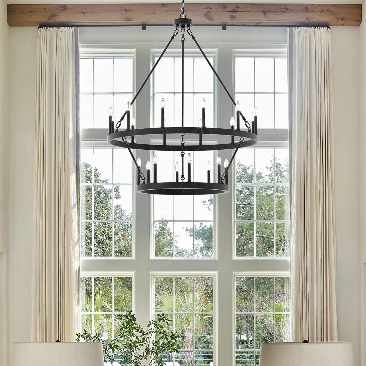 Adriana 20 - Light Steel Dimmable Wagon Wheel Chandelier | Wayfair North America
