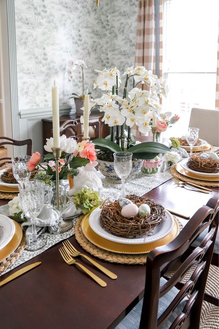 My Easter table is such a lovely spring design with pinks and blues  

#LTKhome
