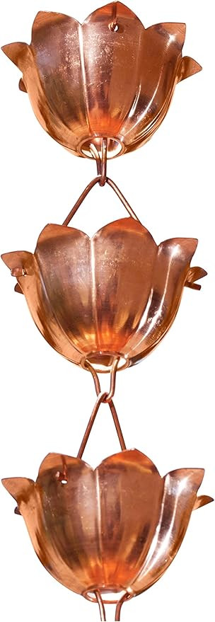 Monarch Rain Chains 28519 Pure Copper Lotus Large Cup Rain Chain, 8-1/2 Feet Length Replacement D... | Amazon (US)