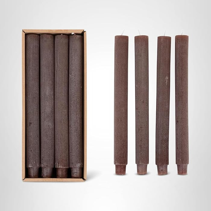 Creative Co-Op Unscented Pleated Taper Candles in Box, Set of 12, Leather Color | Amazon (US)
