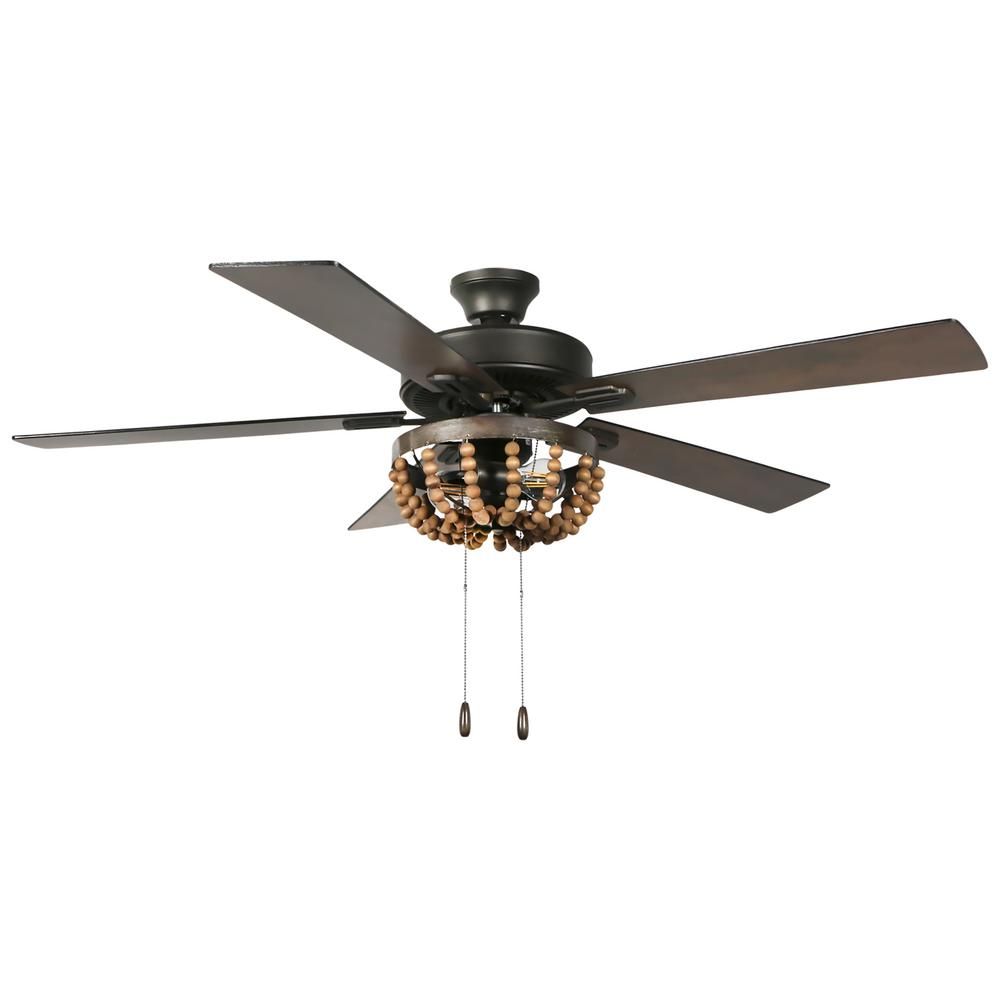 Alma 52 in. LED Indoor Brown Ceiling Fan with Light | The Home Depot