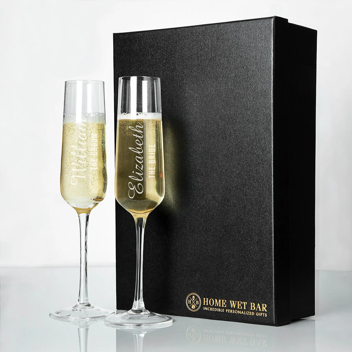 Asti Custom Champagne Gift Set with Engraved Champagne Flutes | HomeWetBar.com