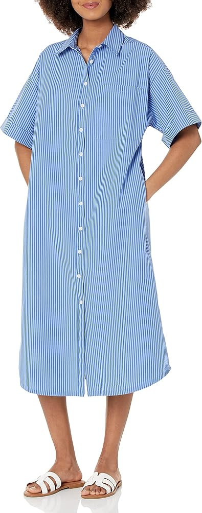 The Drop Women's Marla Drop-Shoulder Short-Sleeve Midi Shirt Dress | Amazon (US)