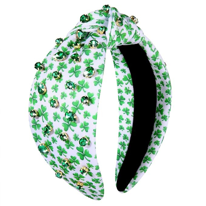 MOLOCH St.Patrick's Day Headband for Women Beads Printed Lucky Clover Knotted Headband Green Crys... | Amazon (US)