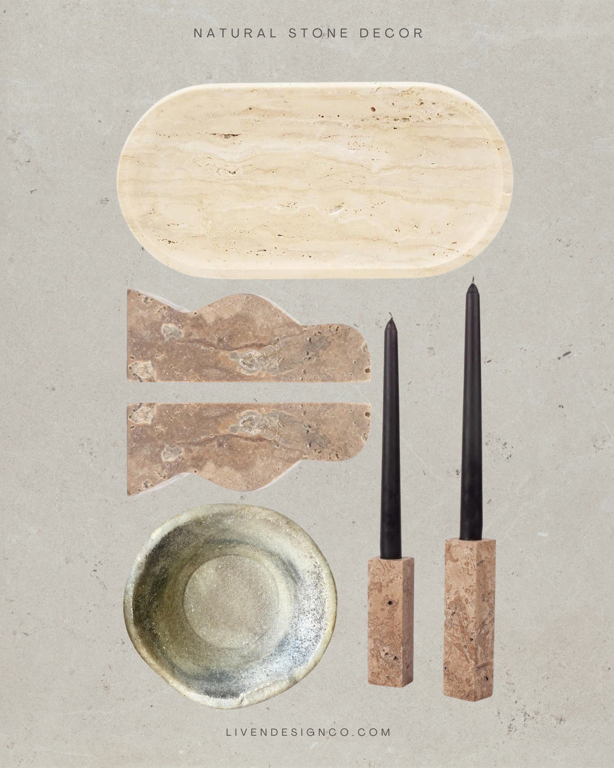 Natural stone decor. Home decor. Candle holders. Decorative tray. Marble bookends. Catchall dish. Coffee table decor 

#LTKSeasonal #LTKHome #LTKSaleAlert