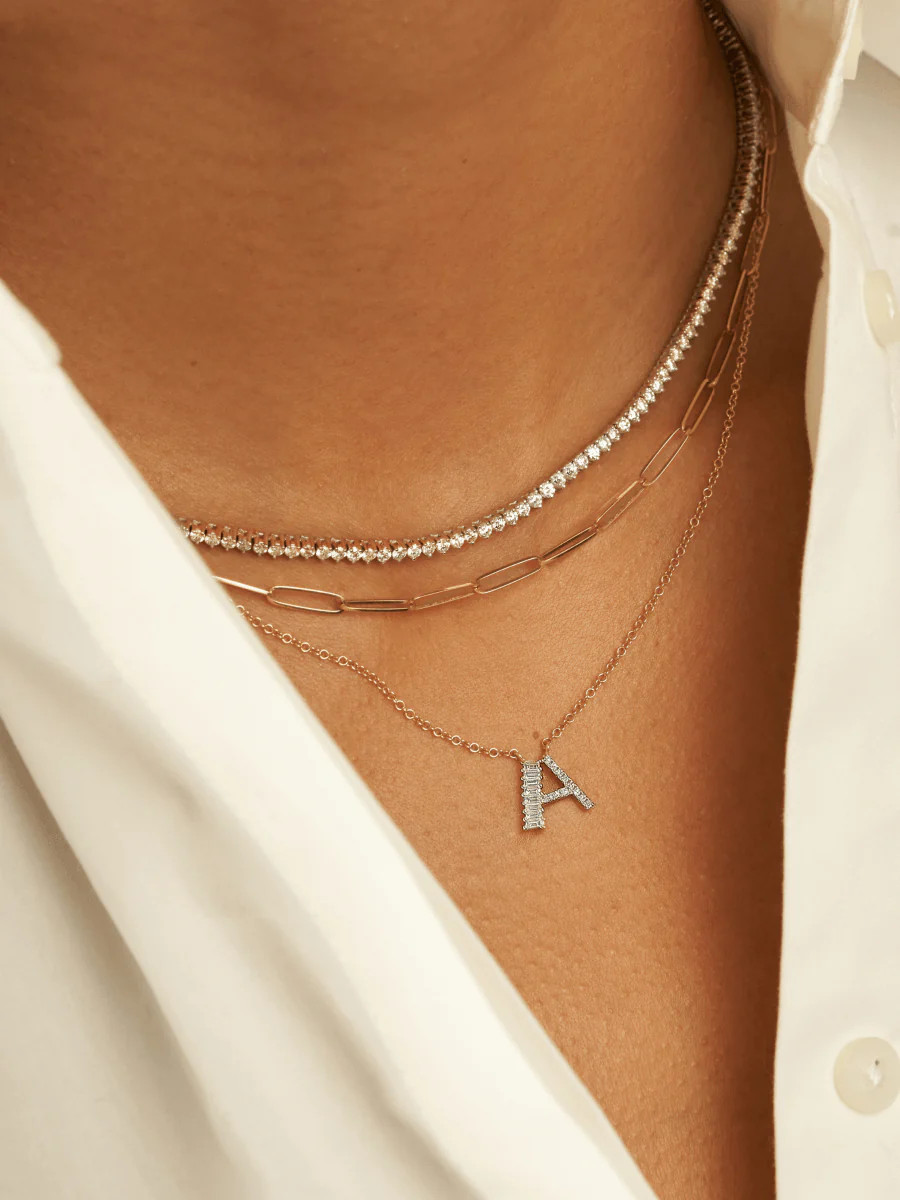 Avery Diamond Initial Necklace 14K | leMel