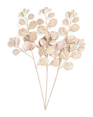 Set Of 3 27in Glitter Metallic Leaf Stems | Marshalls