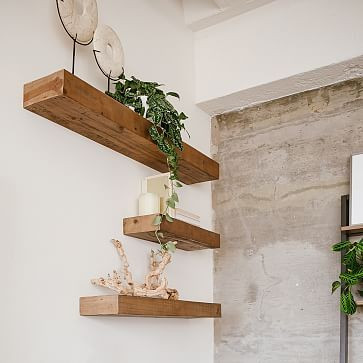 Reclaimed Solid Pine Floating Shelf | West Elm (US)