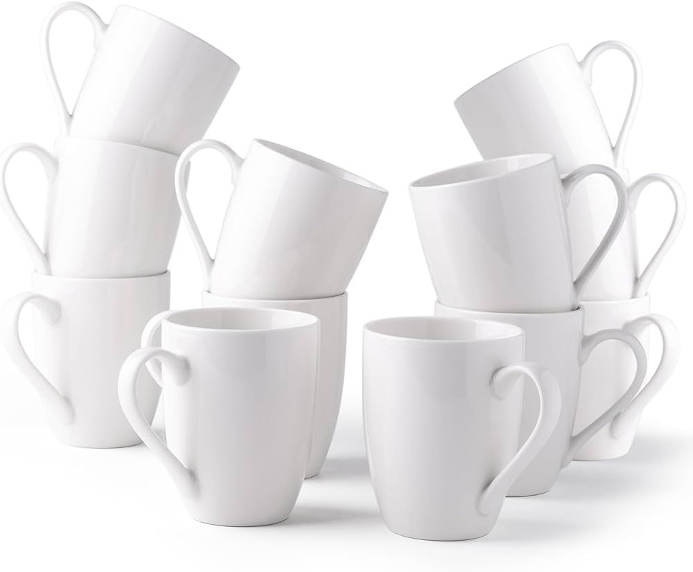 12 OZ Off White Coffee Mugs, Ceramic Coffee Mugs Set with Large Handle for Man,Woman,Dad,Mom, Lig... | Amazon (US)