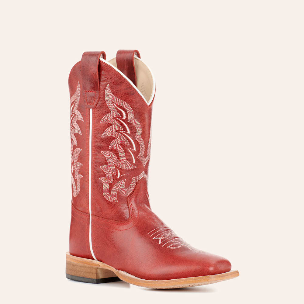 Old West Kids' Dark Red Wide Square Toe Cowboy Boots | Cavender's