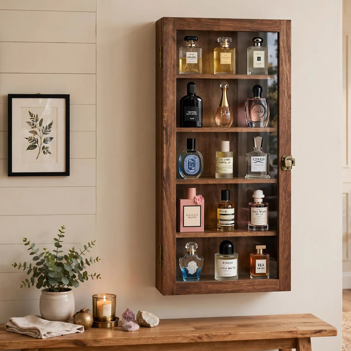 Wooden Wall Mounted Display Case with Glass Door, 5 Shelf Collectible Storage Cabinet | Wayfair North America