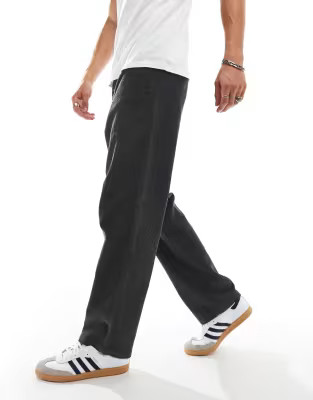 ASOS DESIGN baggy fit corduroy pants in charcoal | ASOS (Global)