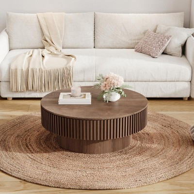 31.5" Fluted Round Coffee Table with Hidden Storage,Modern Accent Tea Table for Living Room Bedro... | Target