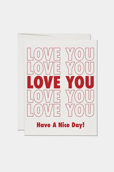 Red Cap Grocery Bag Love Greeting  Card | Urban Outfitters (US and RoW)