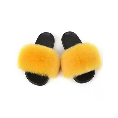 LUXUR Ladies Slides Comfort Fuzzy Slippers | Walmart (US)