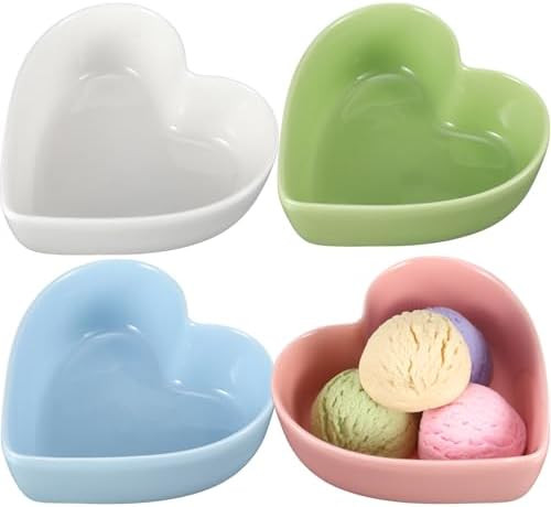 Teenyyou 4 Pcs Heart Shaped Bowls 6 Inch Ceramic Valentine Bowls Porcelain Heart Shape Plate for ... | Amazon (US)
