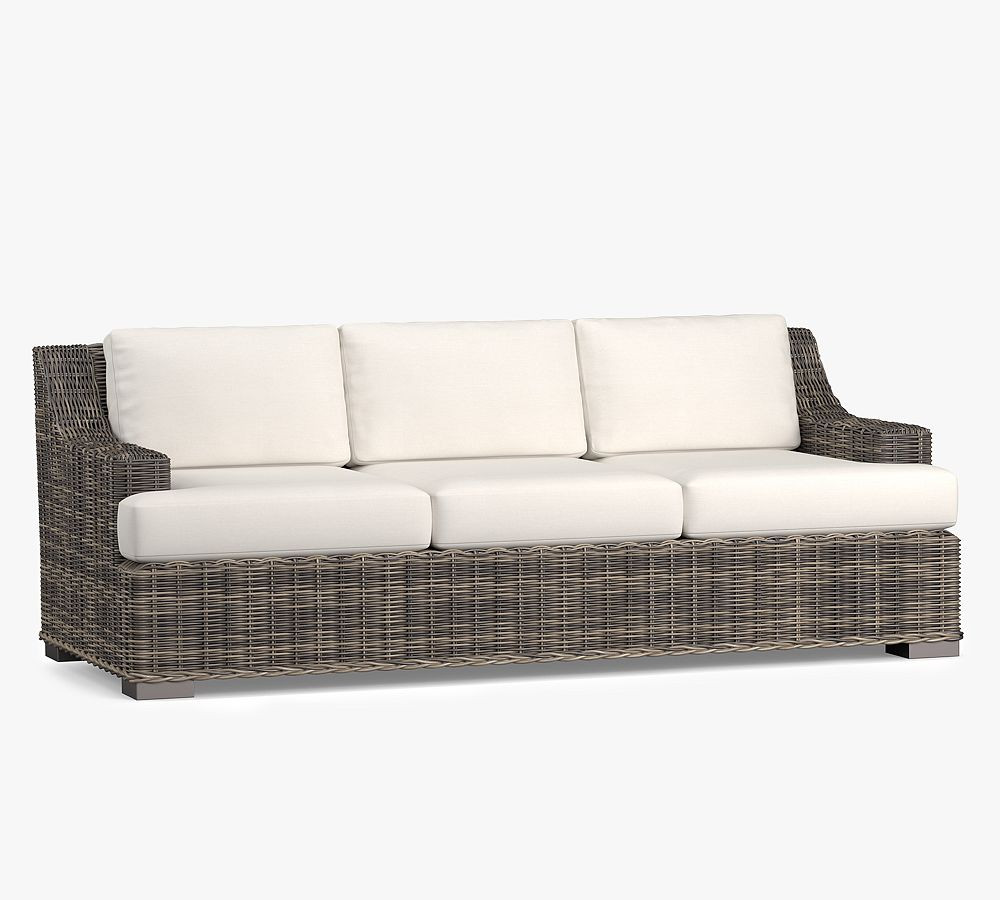 Huntington Wicker Slope Arm Outdoor Sofa (84") | Pottery Barn (US)