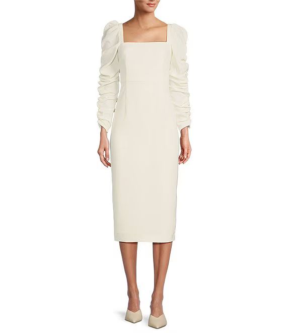 Antonio Melani Francine Square Neck Long Ruched Sleeve Dress | Dillard's | Dillard's