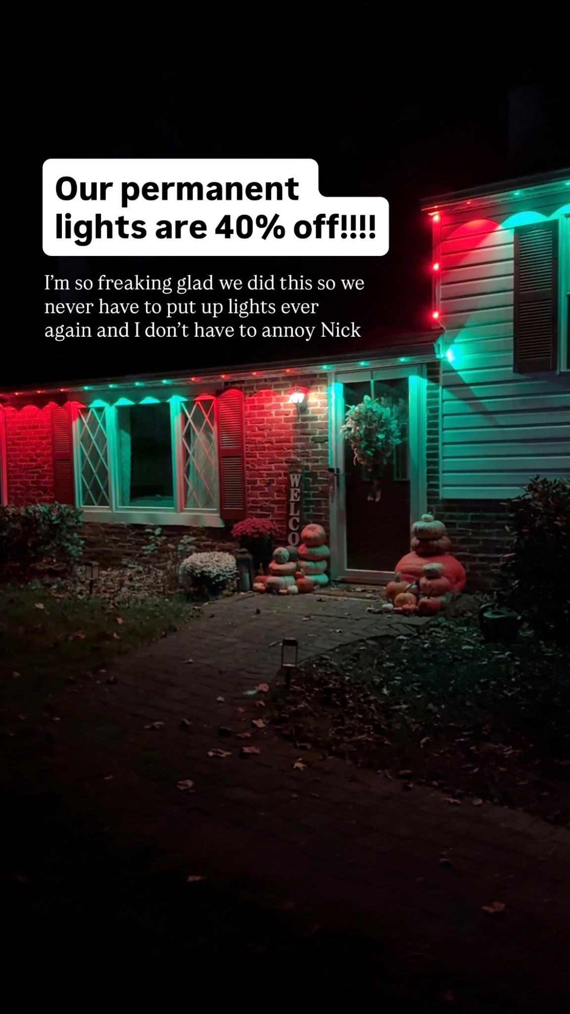 Love these permanent outdoor lights! They can be used for Christmas lights, Halloween, football Sundays and more!

They change color from the Govee app, can sync to music, and come on and off when you want. 

We only needed the 50ft strand for our house. 

#LTKHome #LTKCyberWeek #LTKSeasonal