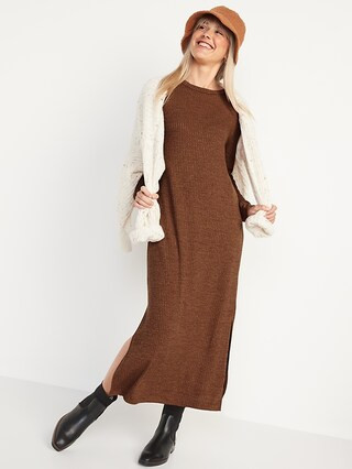 Rib-Knit Long-Sleeve Maxi Shift Dress for Women | Old Navy (US)