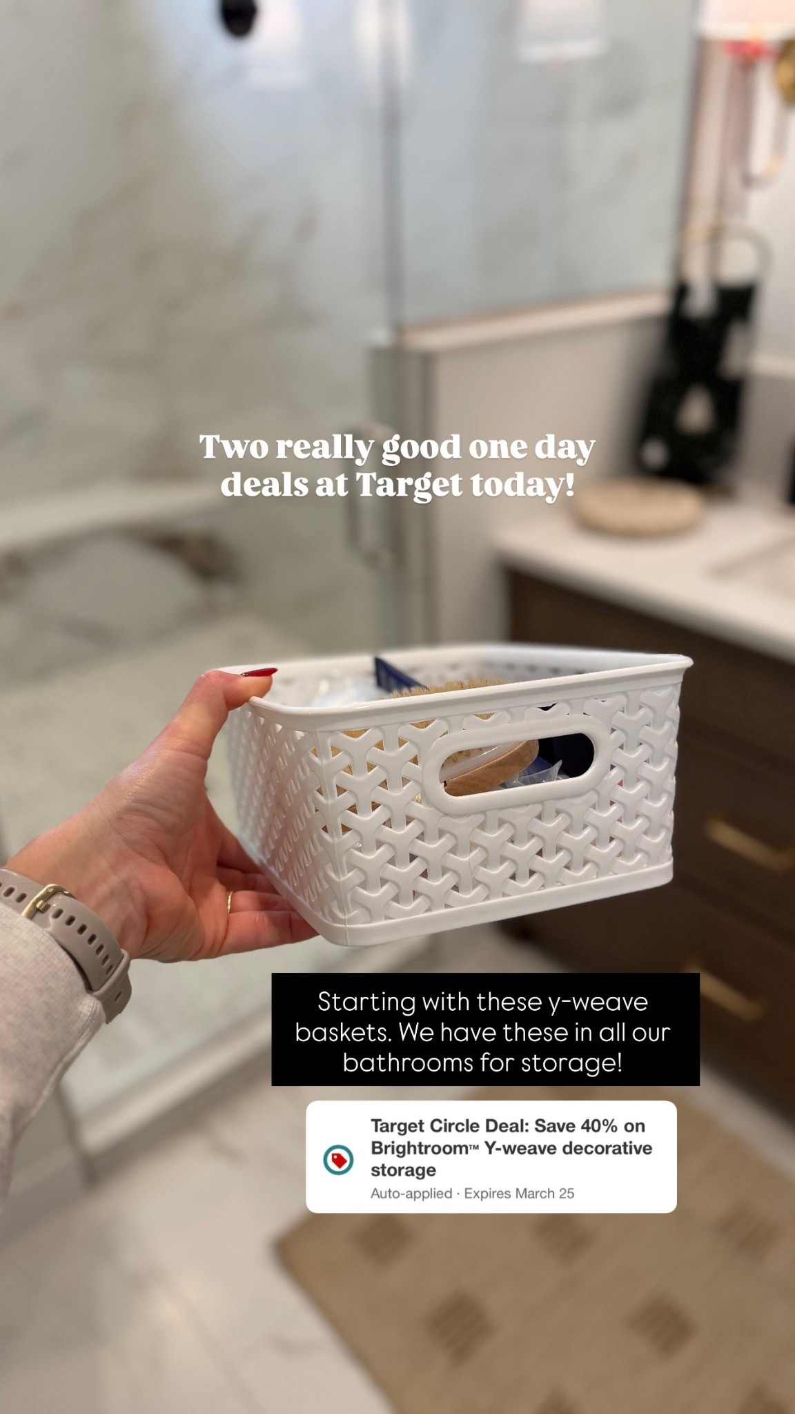 Y-weave baskets are Targets deal of the day! 40% off today only. I love these for bathroom, pantry, toy storage, etc  

#LTKHome #LTKSaleAlert