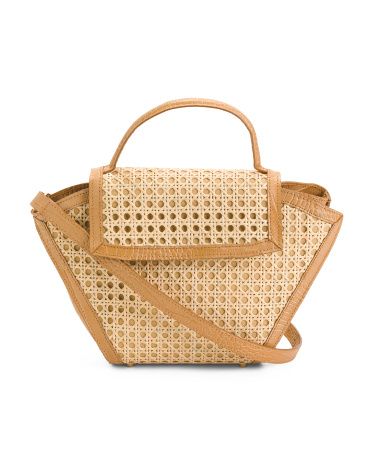 Made In Italy Leather Geometric Vienna Satchel | TJ Maxx