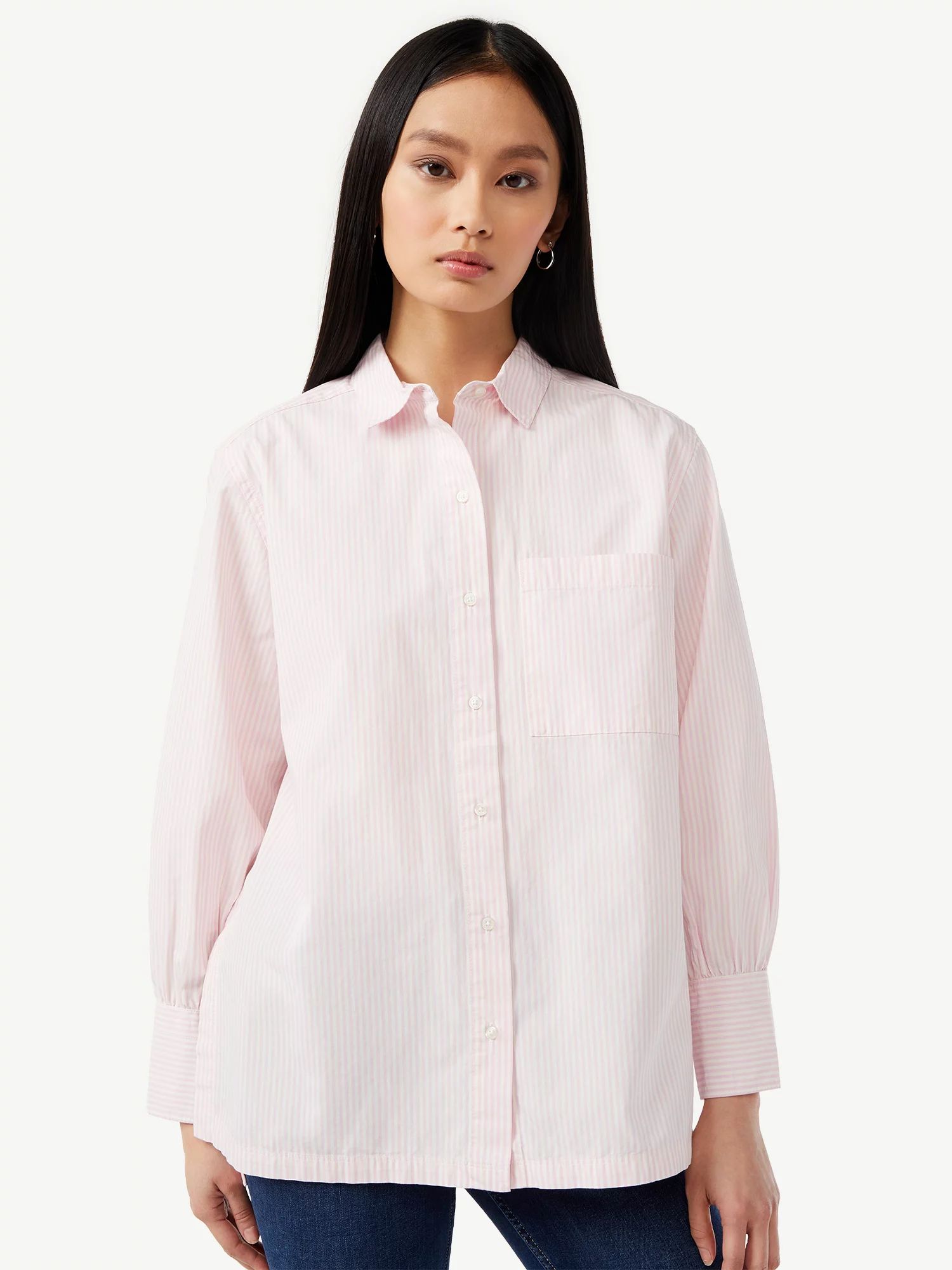 Free Assembly Women's Button Down Boxy Tunic | Walmart (US)