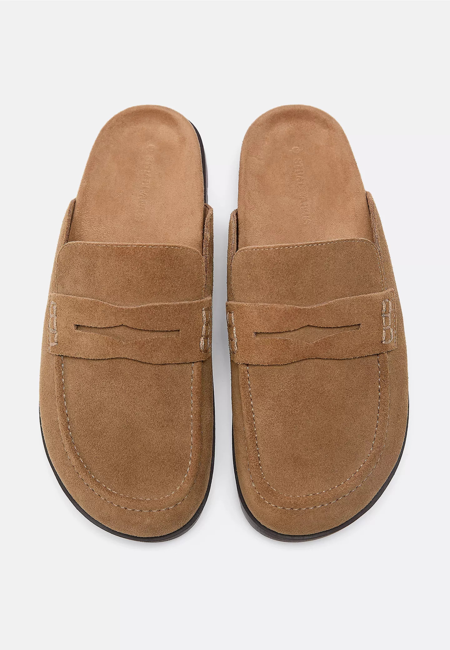 Backless leather loafer clogs - Women's Leather | Stradivarius United Kingdom | Stradivarius (UK)
