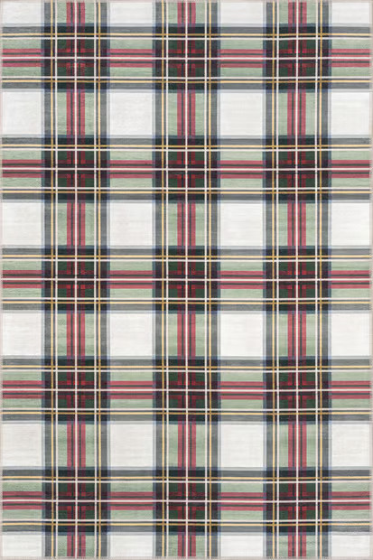 Red Martina Stewart Plaid Washable Area Rug | Rugs USA
