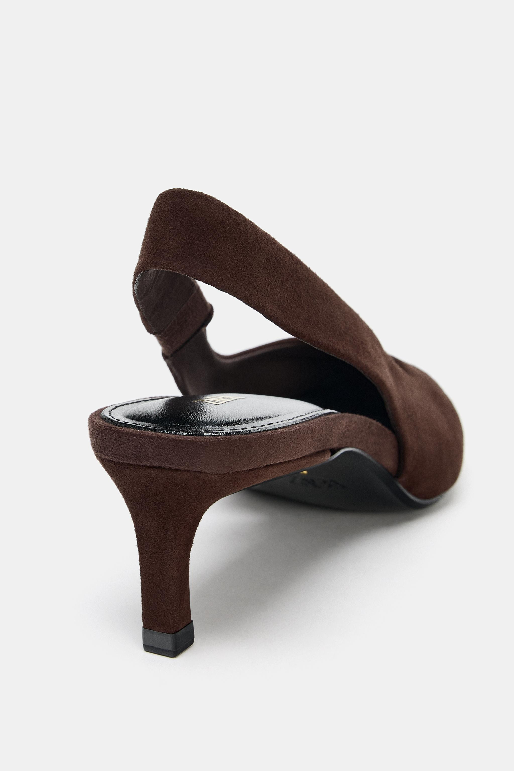 SUEDE KITTEN HEEL SLINGBACKS | Zara US