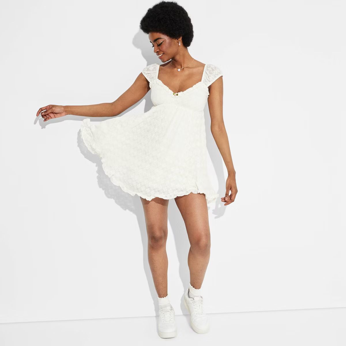 Women's Cap Sleeve Lace Mini Babydoll Dress - Wild Fable™ | Target