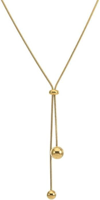 Men's necklace unisex style，Heart Beads Pull Necklace for Women Men chain Cool Simple Jewelry G... | Amazon (US)