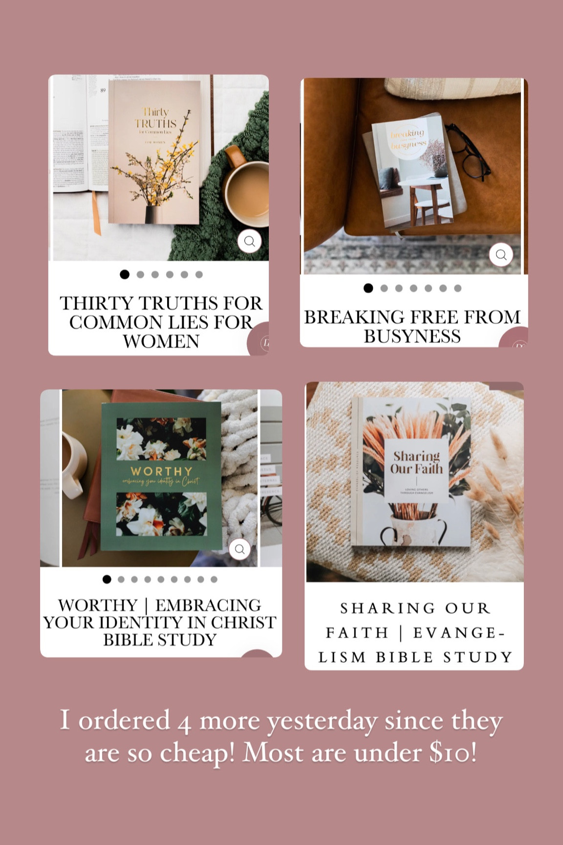 Bible study books I ordered!! They are all under $15 and mostly under $10!



#LTKGiftGuide #LTKCyberWeek #LTKSaleAlert
