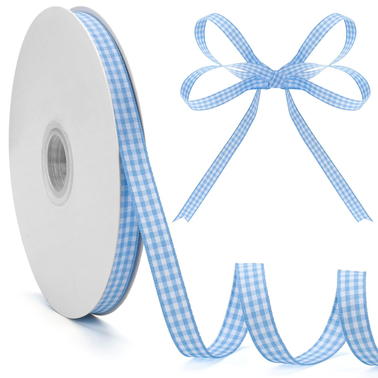 Gingham Ribbon, Blue and White Plaid Checkered Ribbon 3/8 inch x 50 Yards Each Roll 100% Polyeste... | Amazon (US)