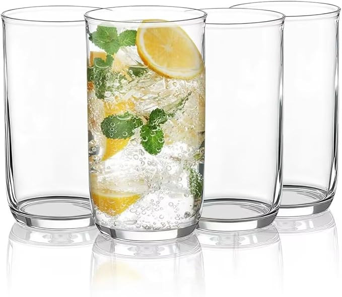 Berglander Highball Glasses Set 4pc, 14 oz Tall PET Clear Plastic Drinking Collins Glasses, Reusa... | Amazon (US)