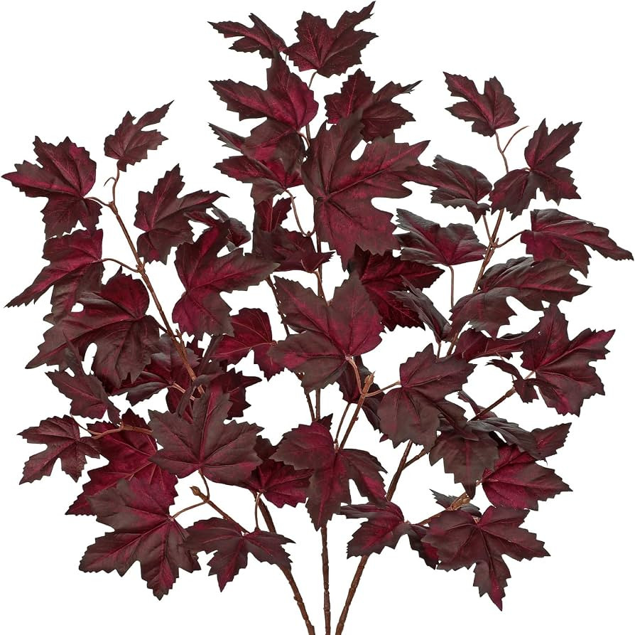 Hollyone 3Pcs Fall Leaf Stems Autumn Leaves Artificial Maple Leaves Branches Fake Fall Stems Plan... | Amazon (US)