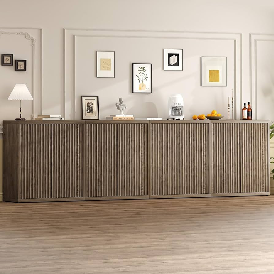 Airynee 31\u201d Sideboard Cabinet with Storage, Fluted Accent Cabinet with Adjustable Shelves, M... | Amazon (US)