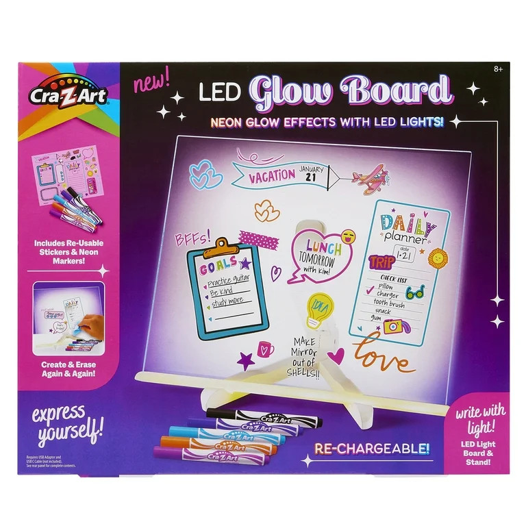 Cra-Z-Art LED Neon Glow Note Board  For Kids, Acrylic Dry Erase Board with Light, Ages 8 and up | Walmart (US)