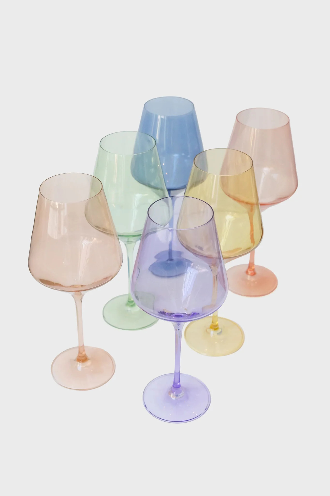 Pastel Mixed Stemmed Glasses Set of 6 | Tuckernuck (US)