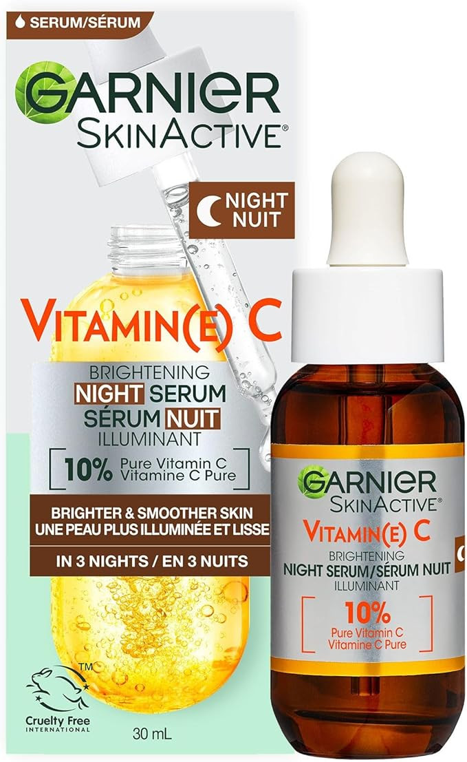 Garnier SkinActive Brightening Night Vitamin-C Serum, with Hyaluronic Acid, Brightens & Smoothens... | Amazon (CA)