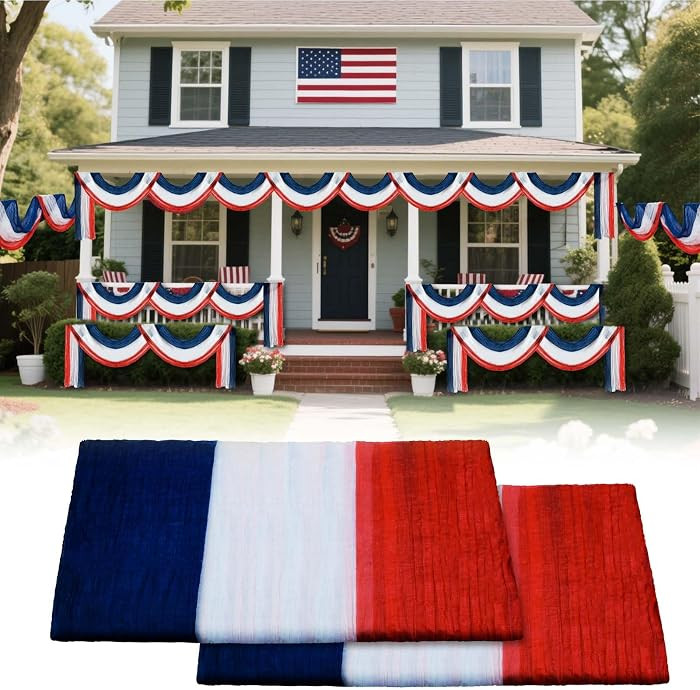 2 PCS 3 * 20ft Patriotic Bunting Banner 4th of July American Bunting Flag Red White and Blue Bann... | Amazon (US)