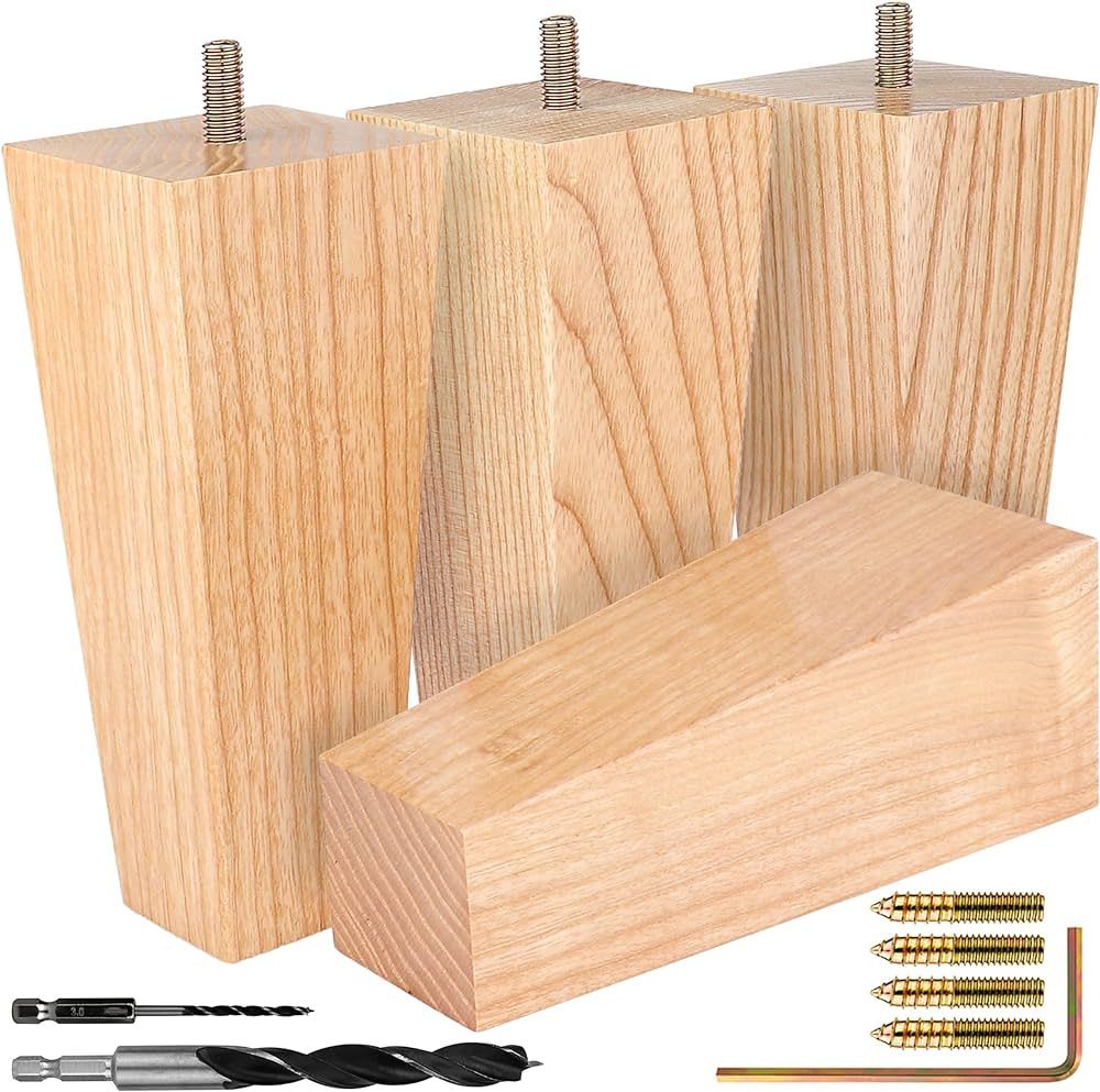 Square Ash Wood Furniture Legs Set of 4 - Pick Your Size and Color | Amazon (US)